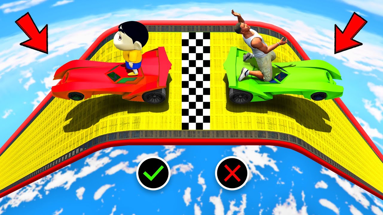 SHINCHAN AND FRANKLIN BATTLED FOR DUAL MEGA RAMP PARKOUR CHALLENGE GTA 5