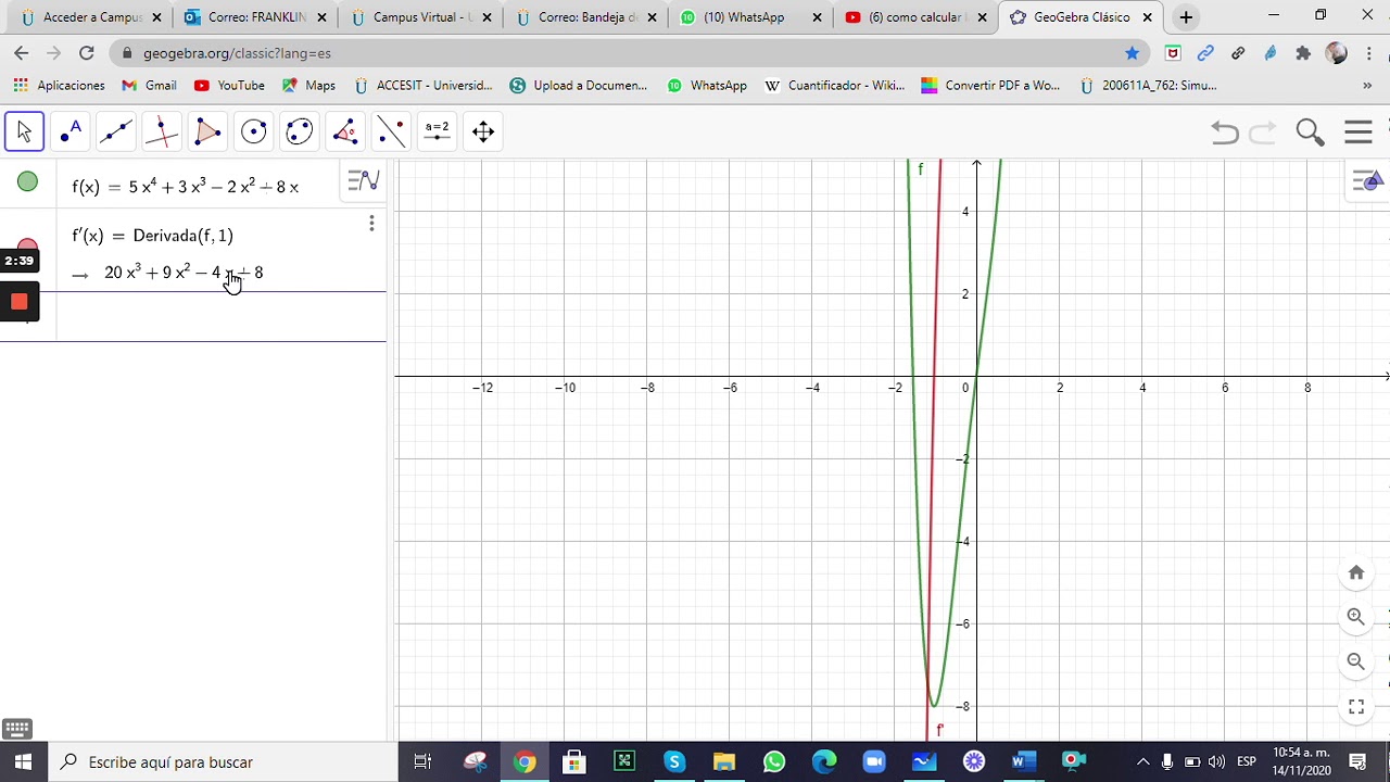 Derivada de orden superior - Grafica y comprobaci&oacute;n en el Software Geogebra,