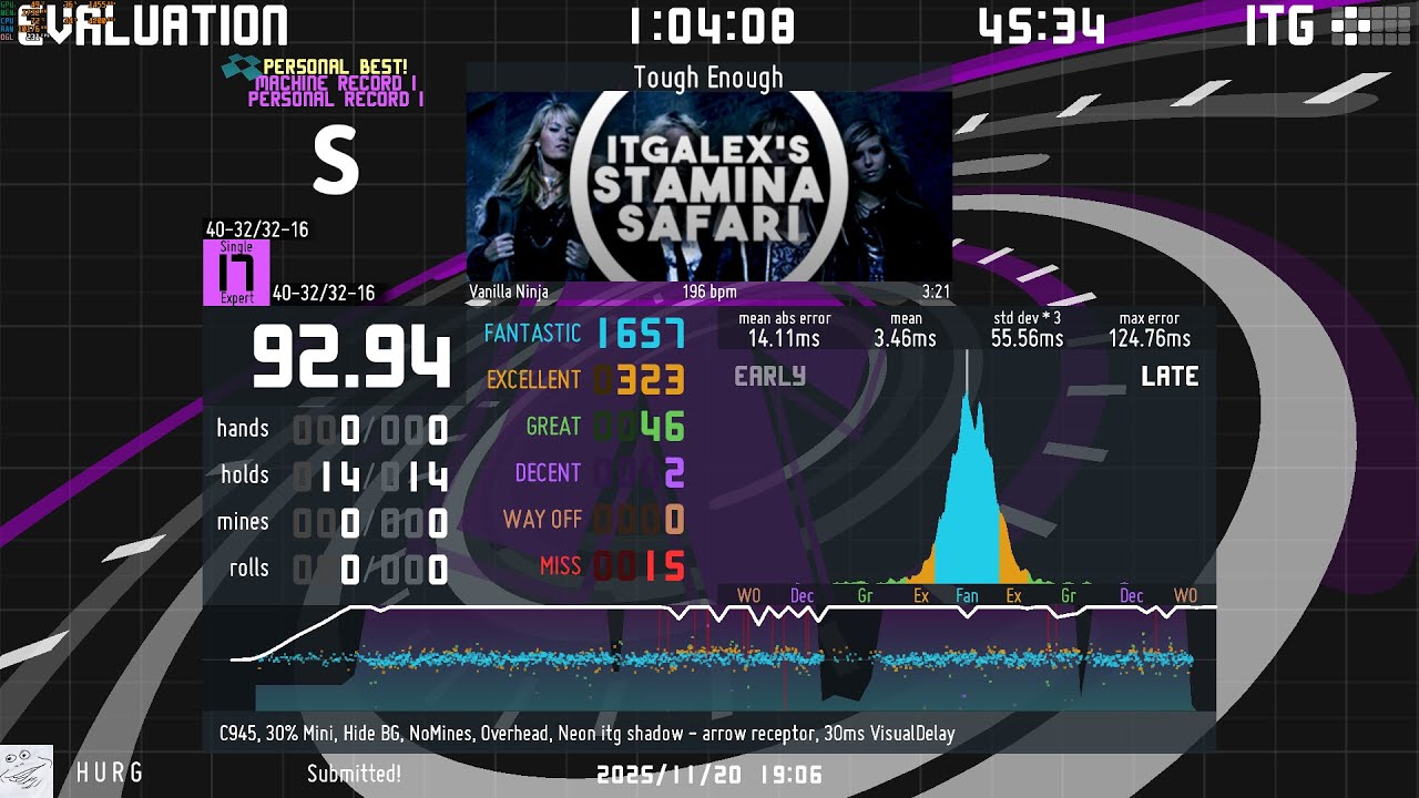 Stepmania/ITG Stamina [17][196] Tough Enough - 92.94%