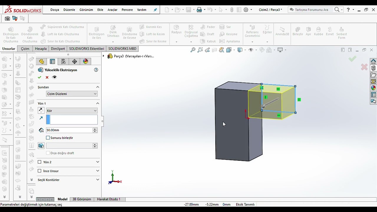 SOLIDWORKS COMBİNE KOMUTU (BİRLEŞTİR KOMUTU)