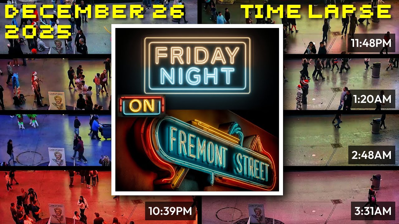 Friday Night FREMONT STREET Time Lapse (10 Hours in 1) Classical Music - 2025/12/26