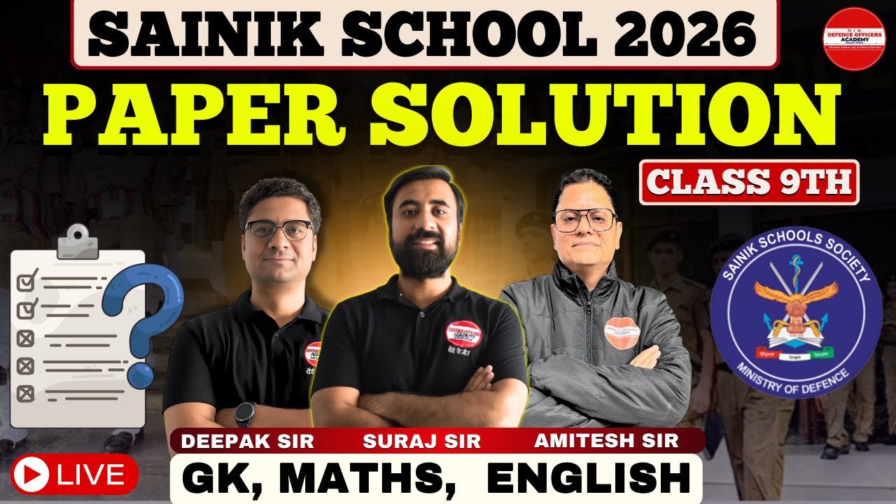 Sainik School 2026 Class 9th Paper Solution | Maths GK English | Full Answer Key #sainikschoolexam