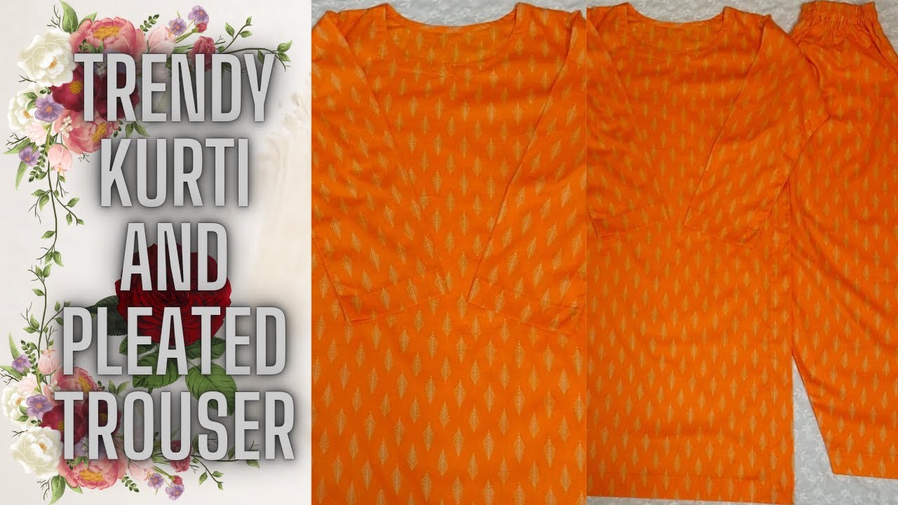 Straight kurti with trendy plated shalwar cutting and stitching ||style lab