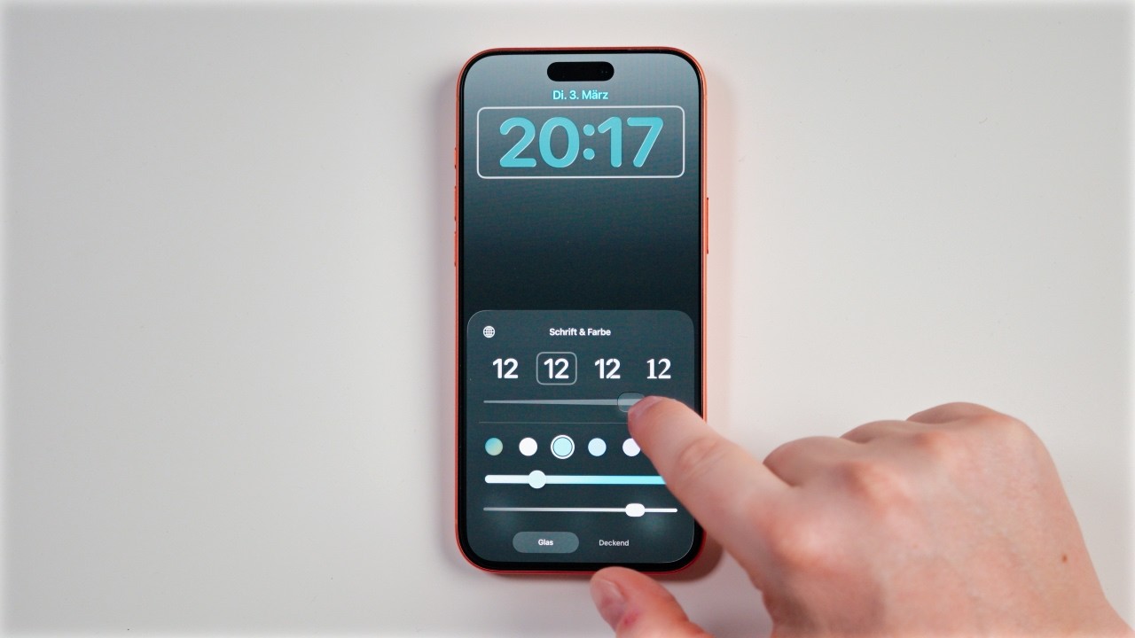 Uhrzeit Aussehen am Sperrbildschirm anpassen (iOS 26+)