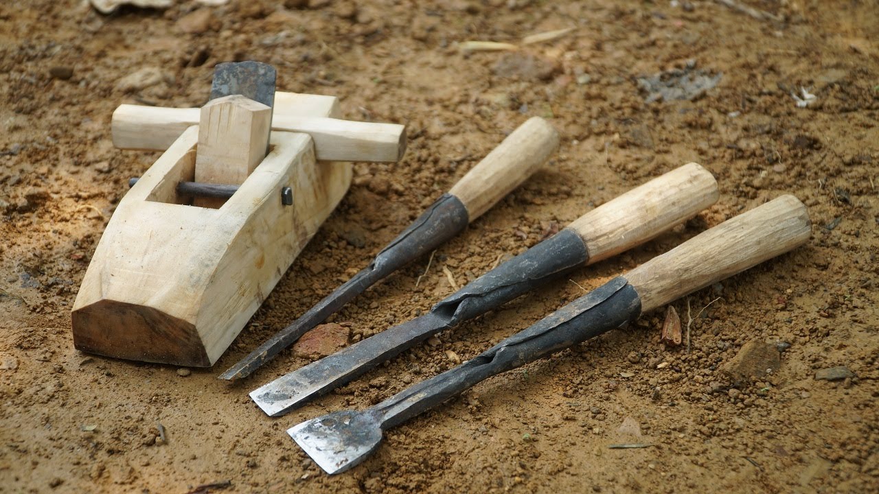 Primitive Skills: How To Make a Hand Plane, Forged chisel, woodworking tools diy