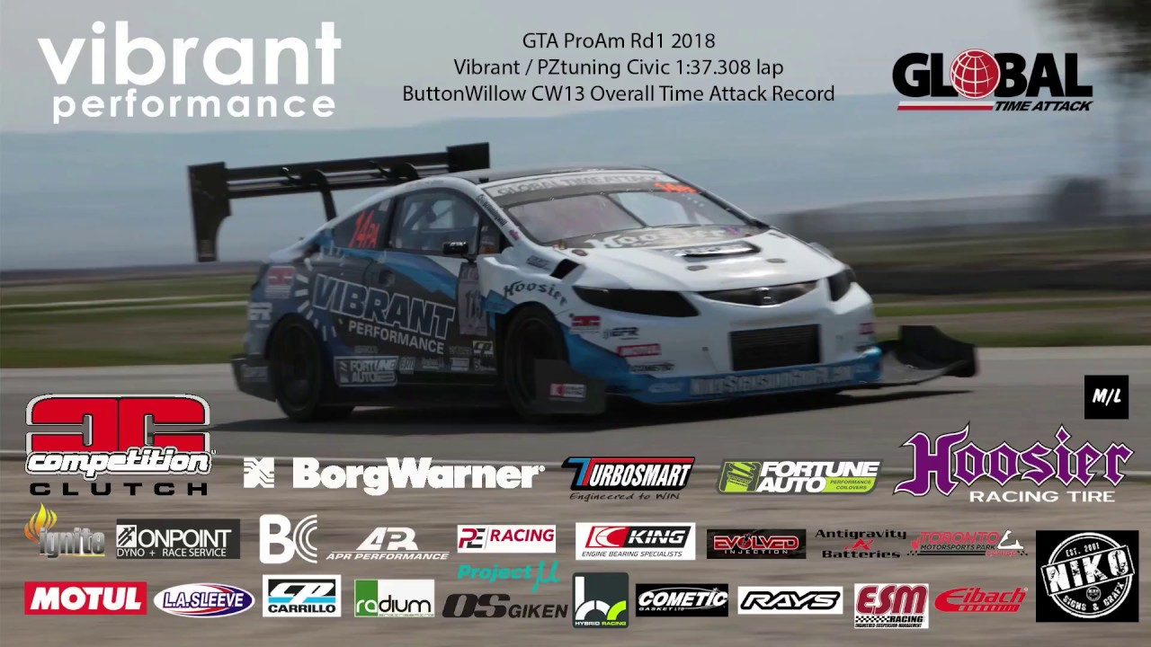 CW13 Overall Time Attack Record  Vibrant / PZtuning Civic at 2018 GTA Rd1 ButtonWillow Raceway InCar