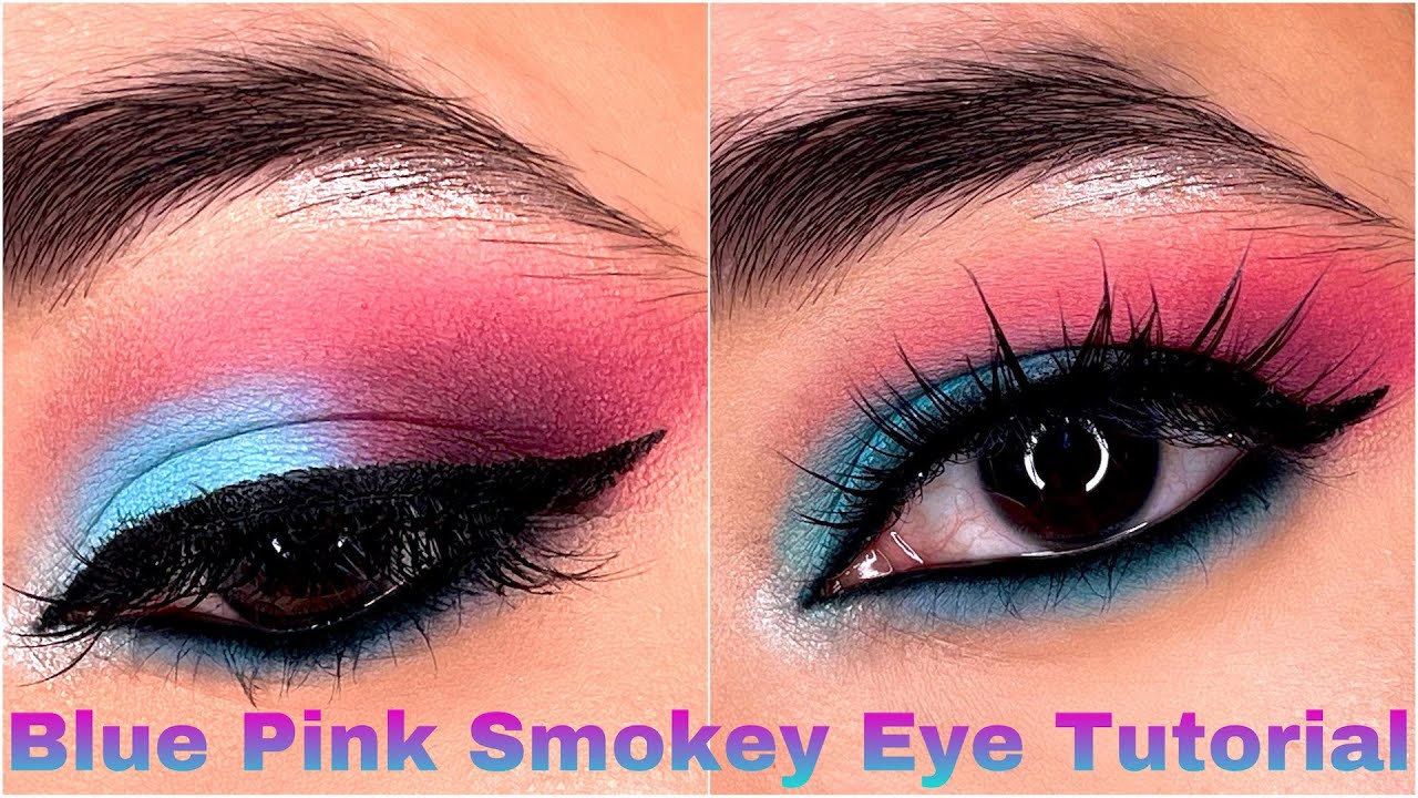 Blue Pink Colourful Smokey Eye | New Years Eve Makeup Tutorial
