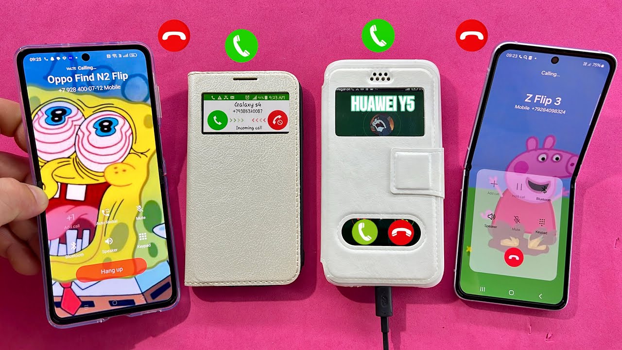 Outgoing Call from Samsung Z Flip3 & OPPO N2 flip on Samsung S4 Vs HUAWEI Y5 Incoming Calls