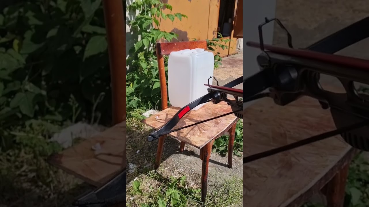 пробьёт ли спортивный арбалет пластиковую канистру? #арбалет #crossbow #fypシ゚viral #выстрелы