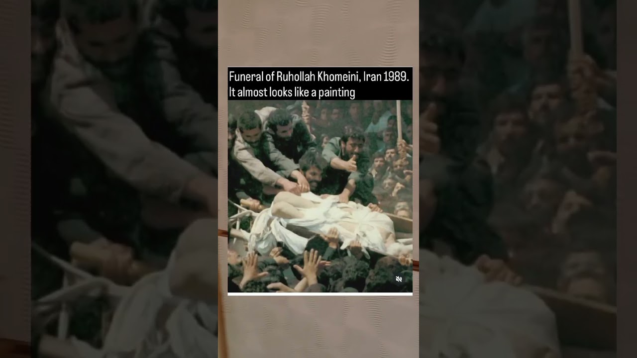 Funeral of Ruhollah Khomeini, Iran 1989. It almost looks like a painting.