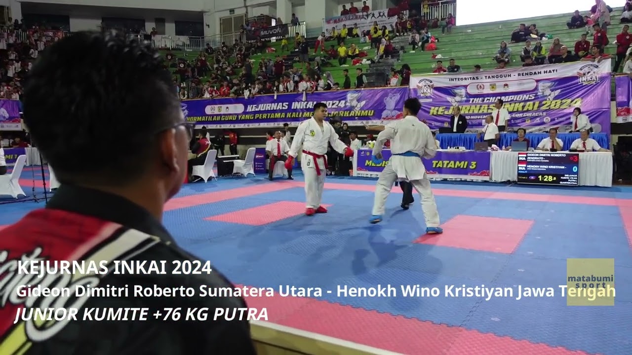 KEJURNAS INKAI 2024 | Gideon Dimitri Roberto VS Henokh Wino Kristiyan | JUNIOR KUMITE +76 KG PUTRA