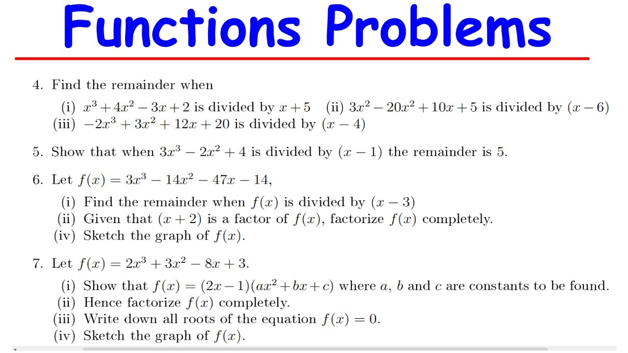 Functions-Polynomials Tutorial sheet 4