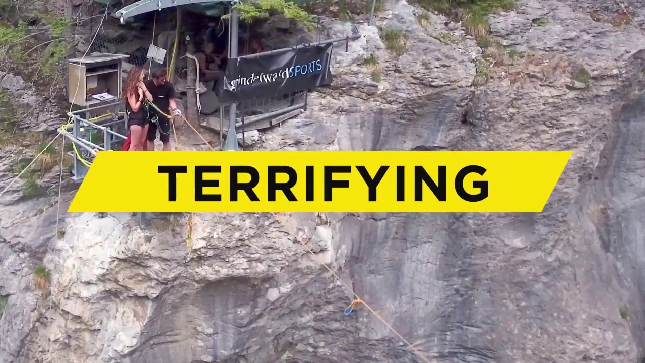 TERRIFYING CANYON SWING IN GRINDELWALD, SWITZERLAND