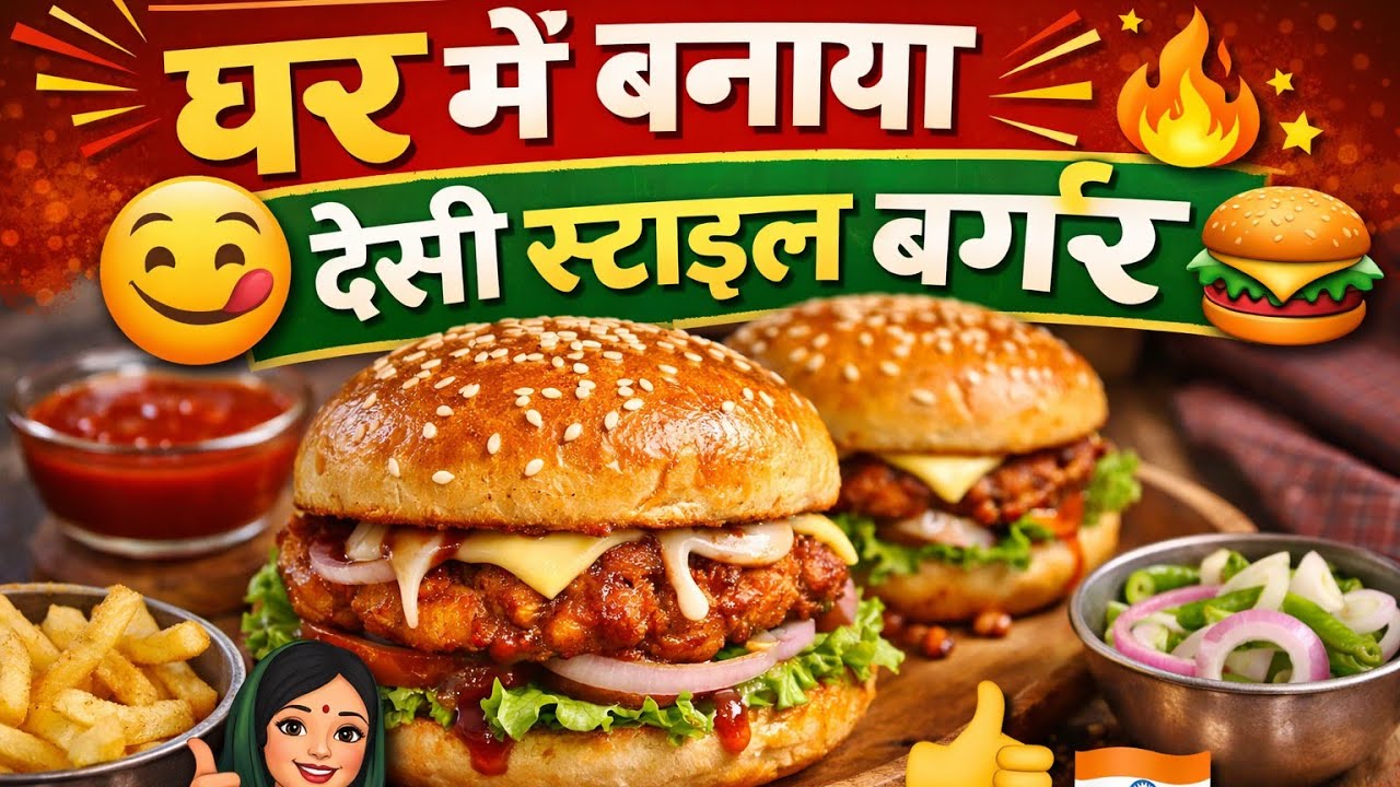 #घर में बनाया देसी स्टाइल बर्गर🍔😋