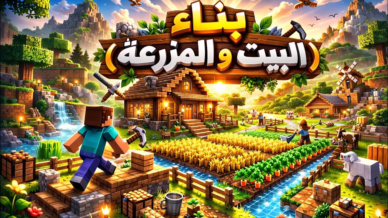 بناء المزرعة و الحظائر 🌾🐑 | Minecraft 