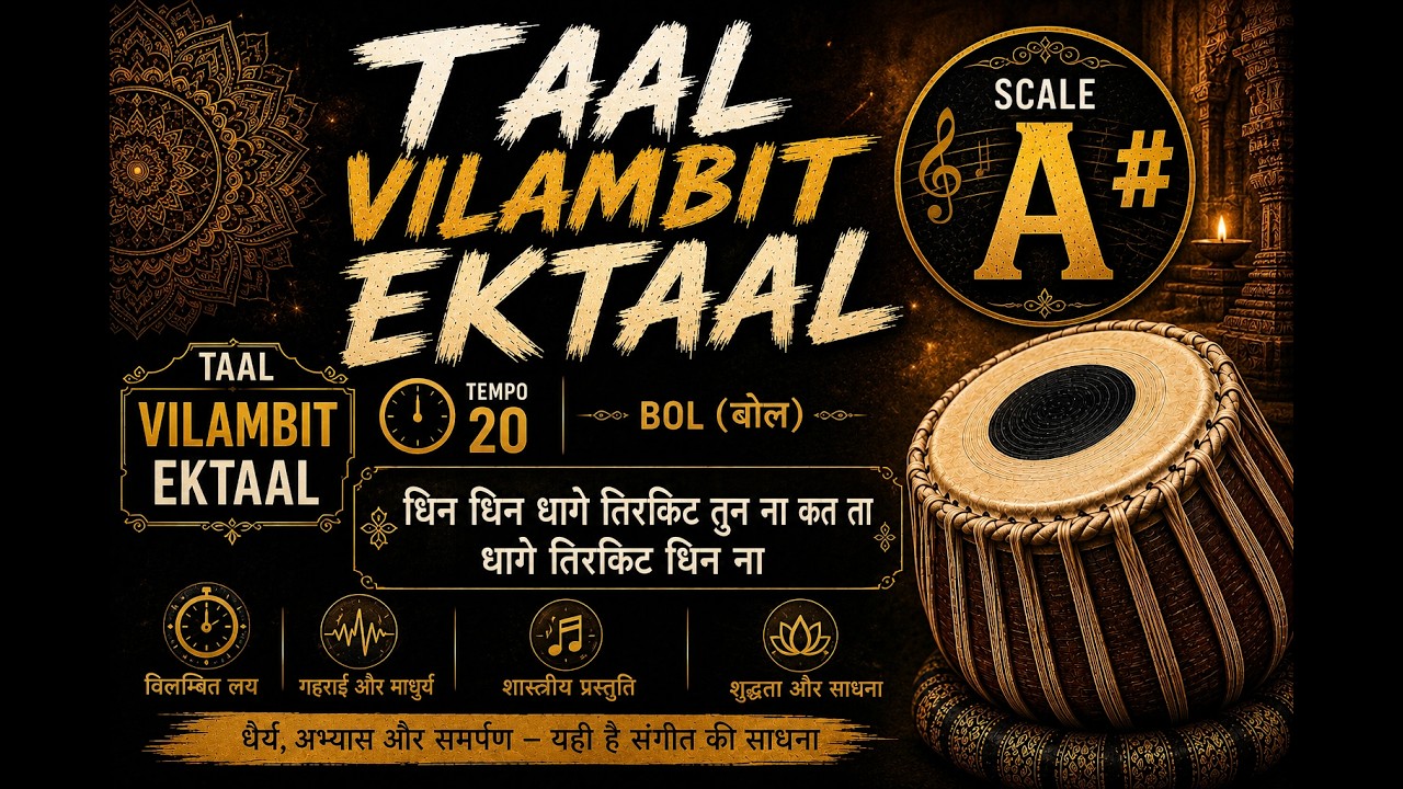 SANGEET KE SATH || Vilambit EkTaal scale A# Tempo 20 (for bada khayal riyaz)