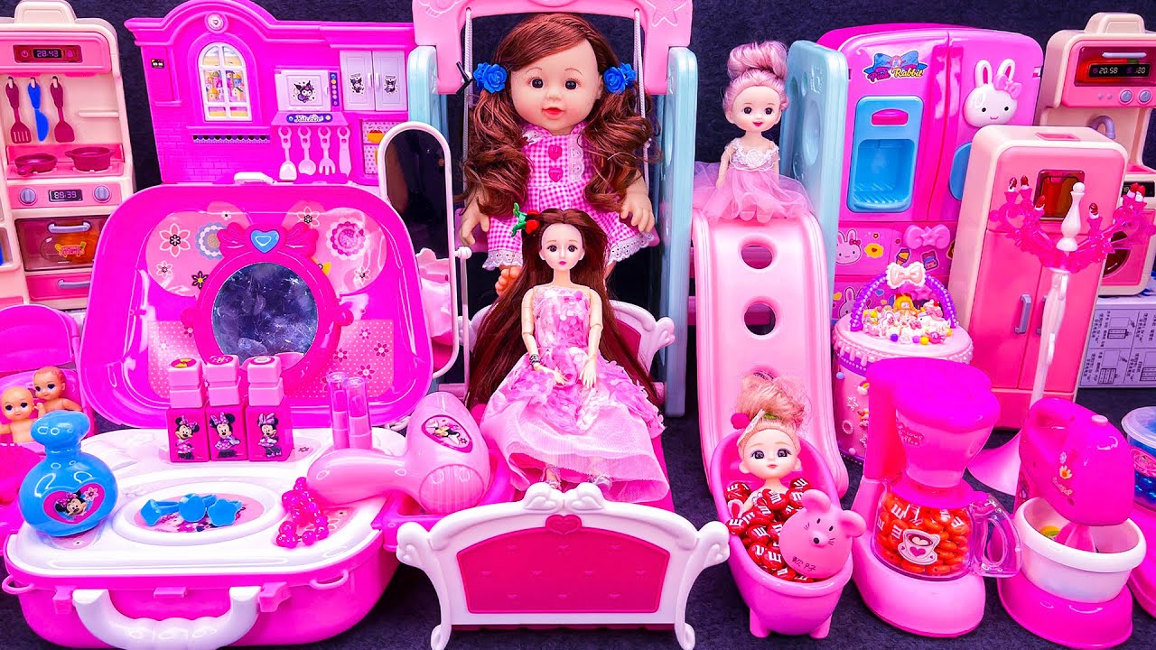 16 Minutes Satisfying Unboxing HELLO KITTY Kitchen Set, Slide Toy, Makeup Playset, Princess Pink Bed