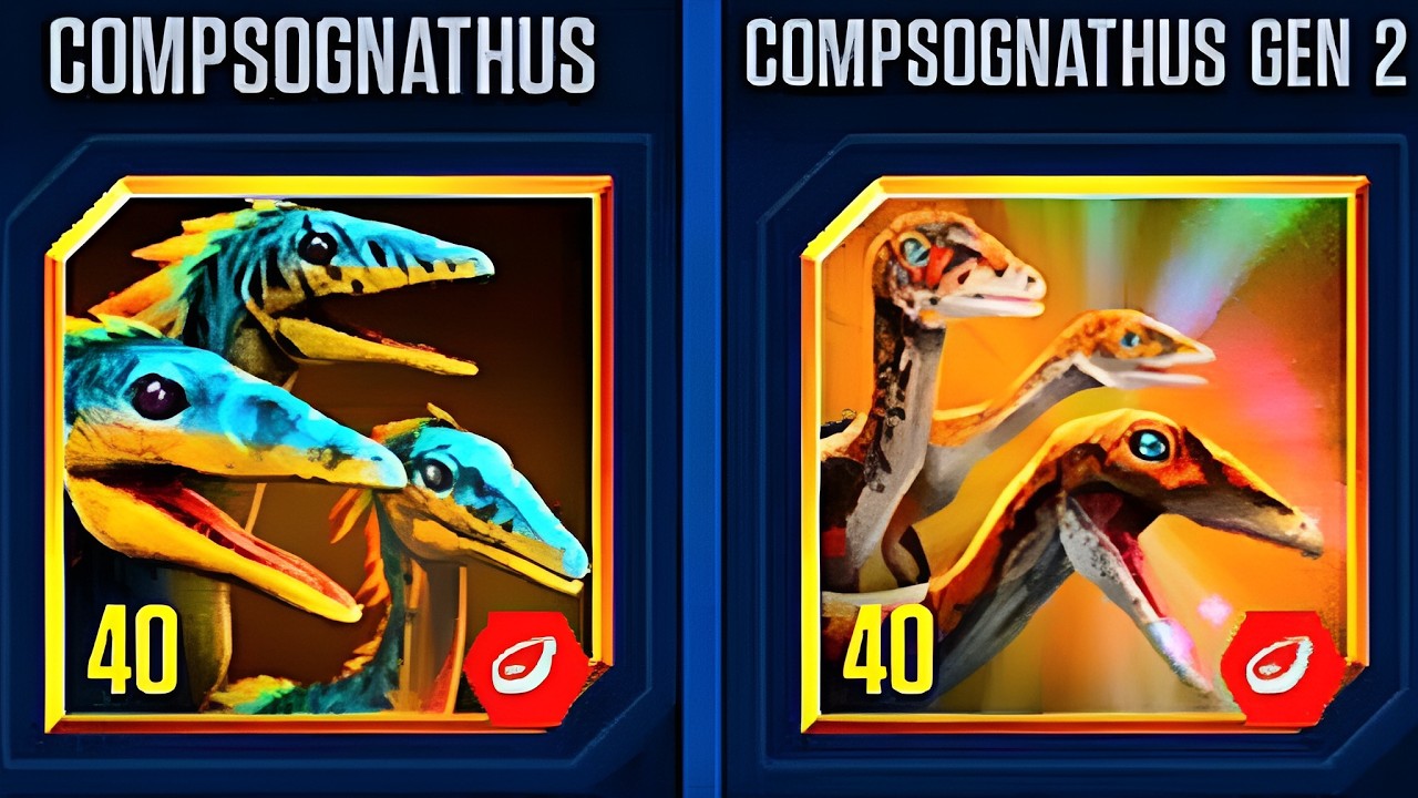 COMPSOGNATHUS VS COMPSOGNATHUS GEN 2 AND COMPSOVENATOR | JURASSIC WORLD THE GAME
