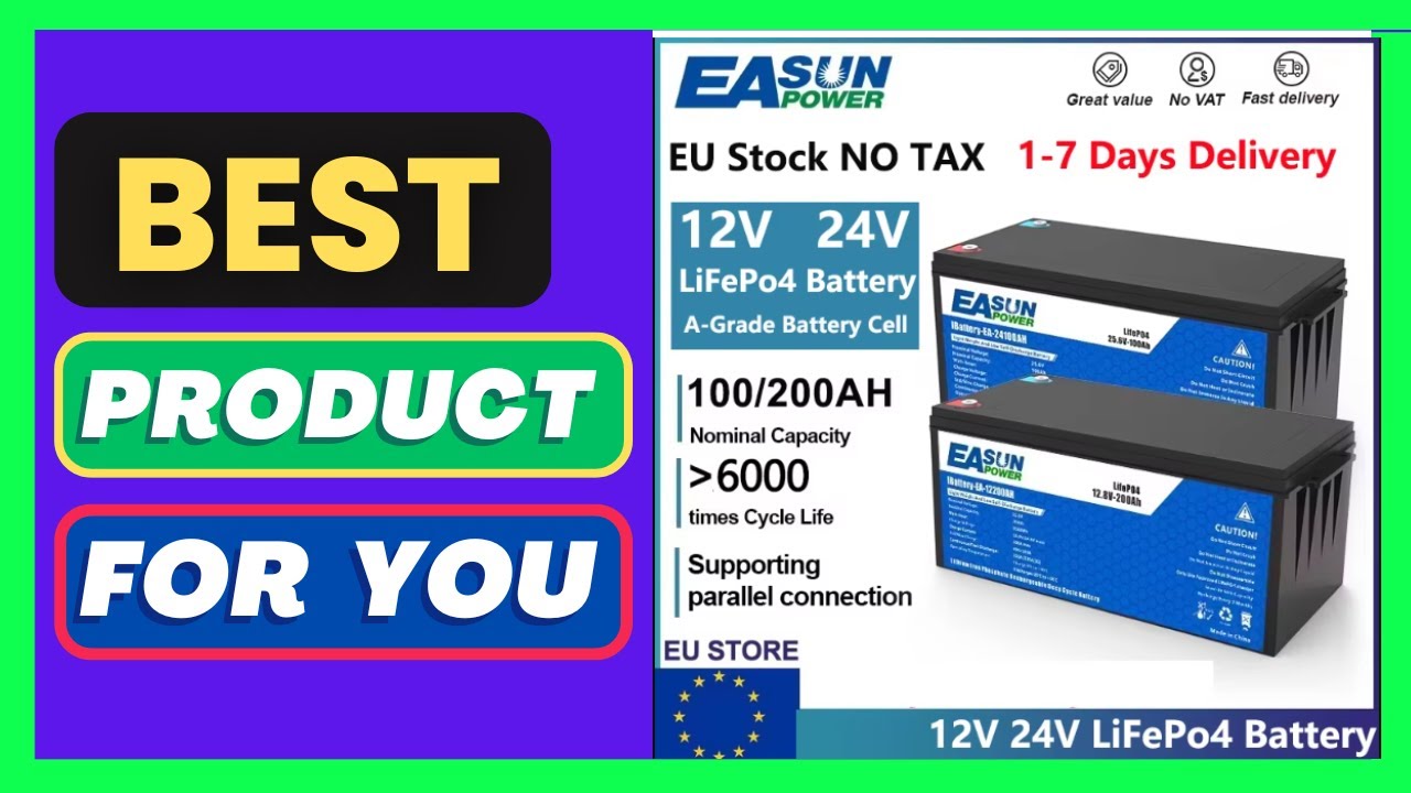 EASUN LiFePo4 Battery 12V 24V 100AH 200AH Lithium Iron Phosphate