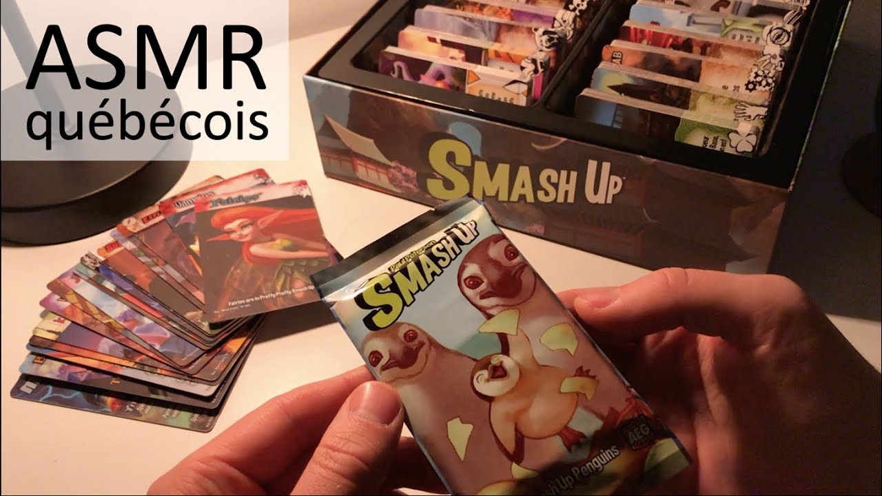 ASMR québécois (FR) | OUVERTURE 🎲 Faction pingouins SMASH UP (chuchotements, crinkles, tapping)