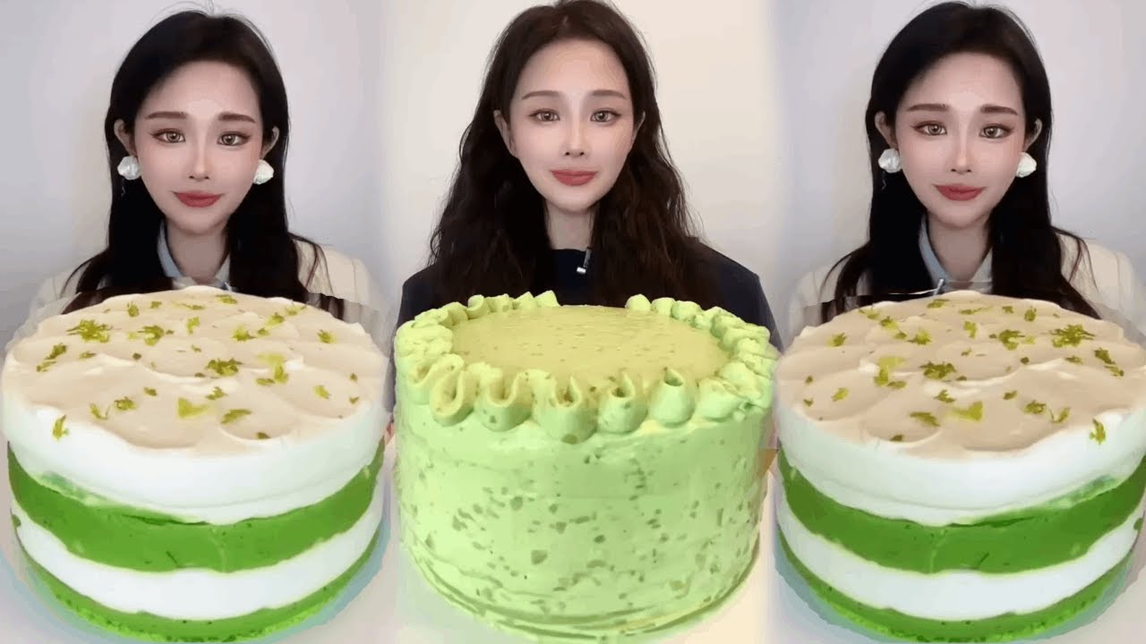 Asmr🍰Eating Matcha Cream Cake🍰 (Soft And Waxy Sound) 크림丨먹방丨Mukbang丨Satisfying丨Eatings