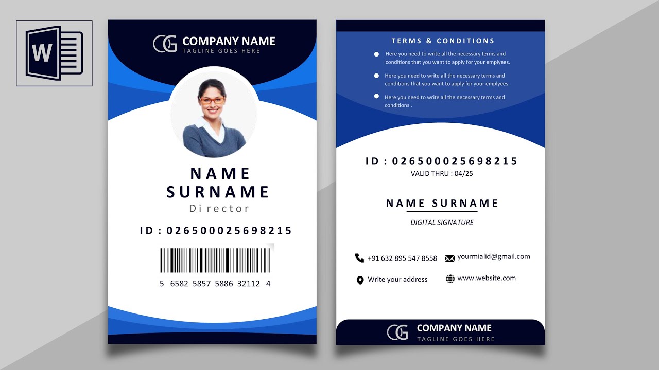 Microsoft Word Identify Card Design : How to make id card in ms word