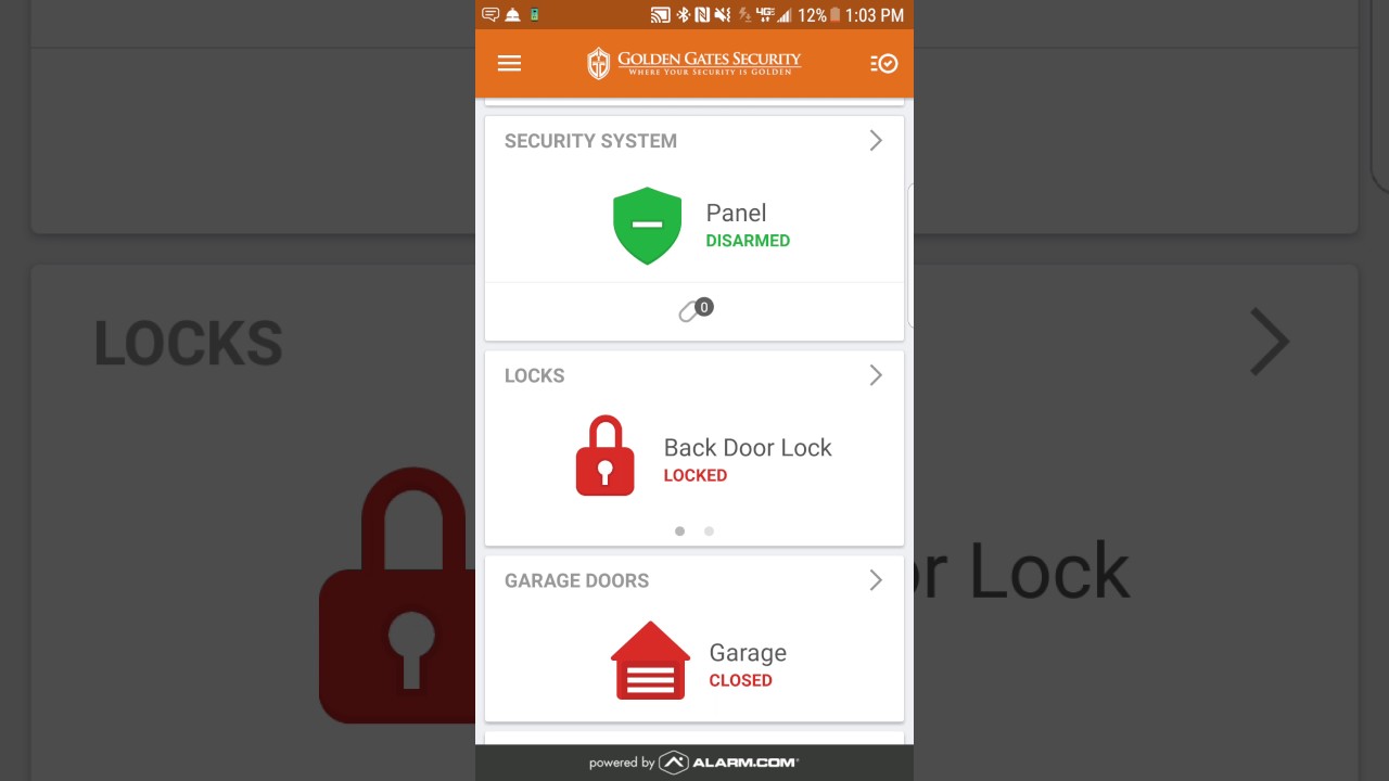 Overview on Alarm.com App