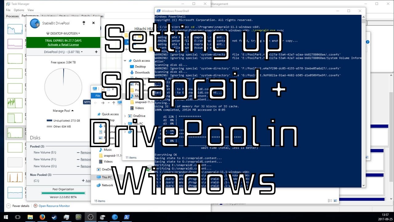 How to setup Snapraid and DrivePool in Windows