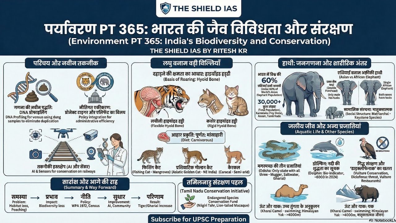 UPSC PT Environment 🔥 भारत की जैव विविधता और संरक्षण | Prelims 2026 Most Important | THE SHIELD IAS।