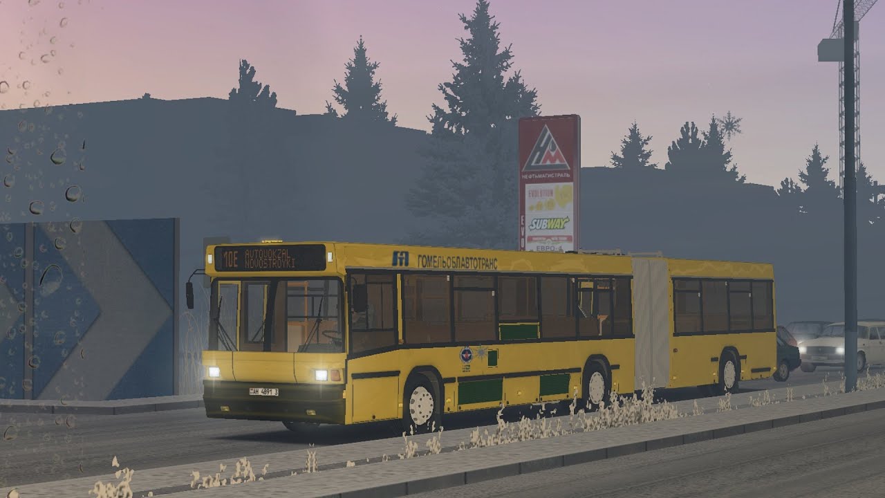 Omsi2. Поездка на автобусе МАЗ-105.065 АН 4891-3 по маршруту 10Е на карте Чистогорск