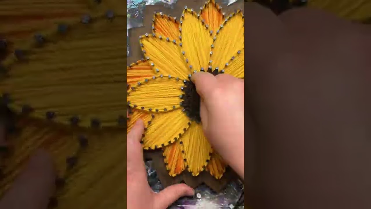 Stringing Sunflower Spiral Center String Art