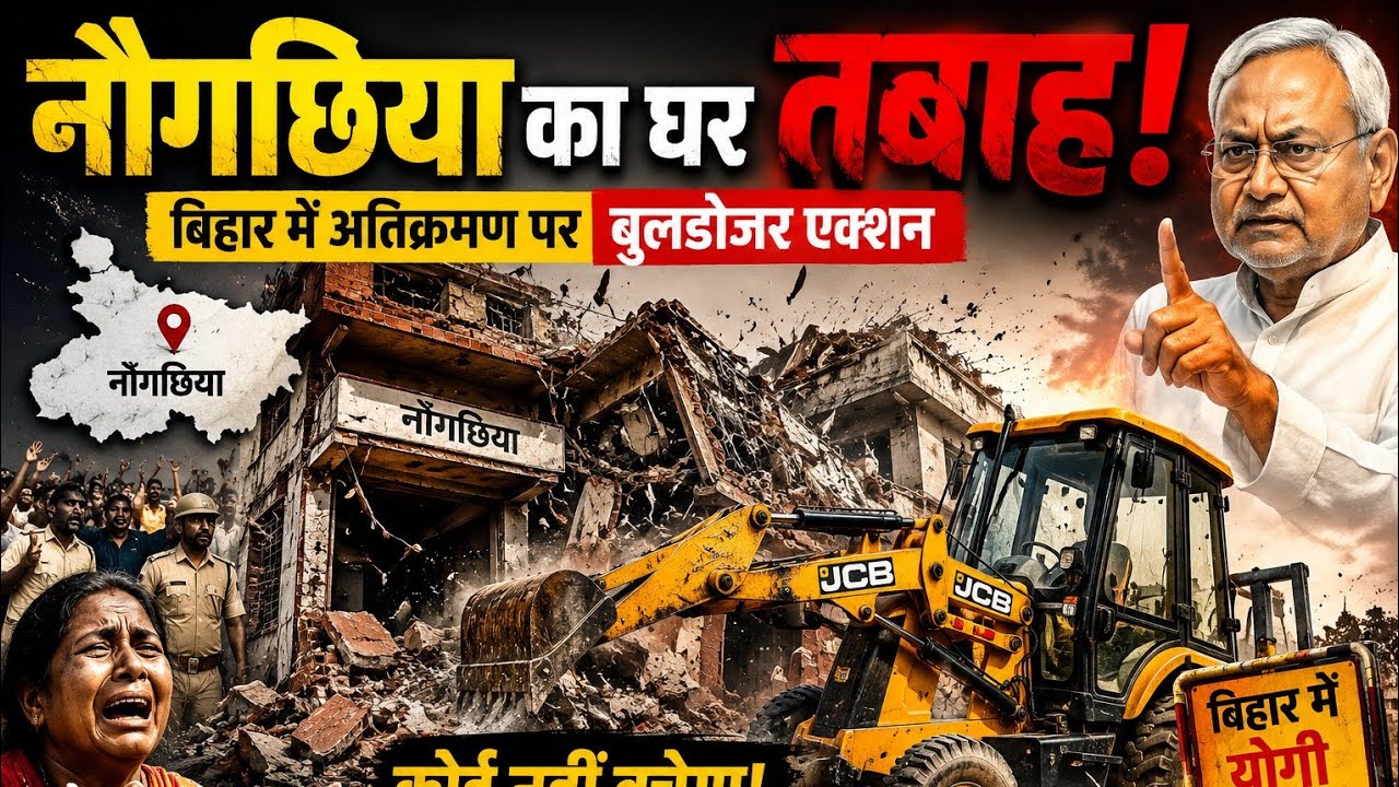 Naugachia Bhagalpur Bihar Station Road atikraman bulldozer
