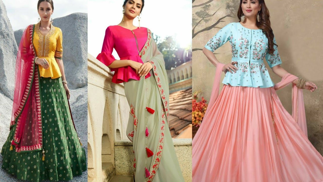 50+ Latest Peplum Blouse Designs Ideas For Saree & Lahenga Styles