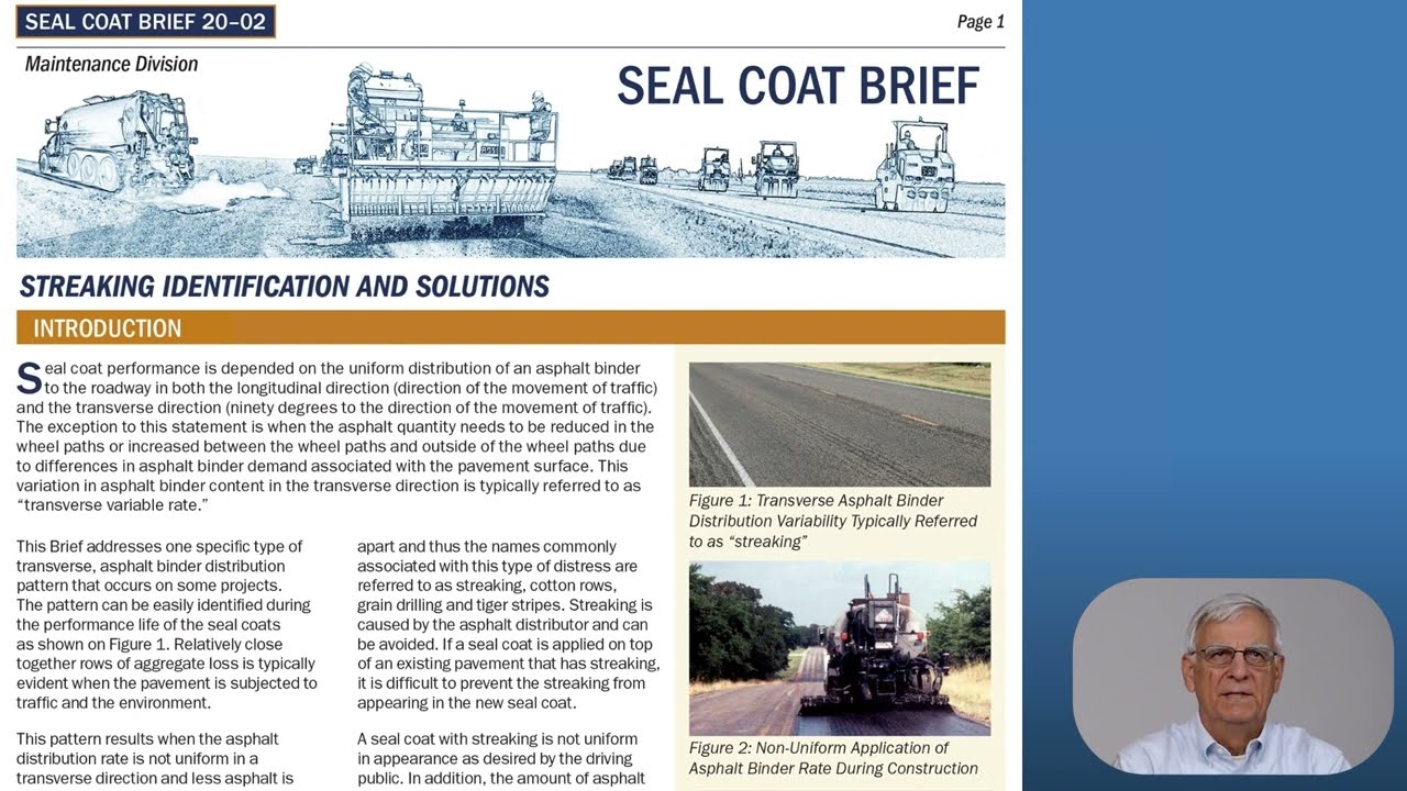 Seal Coat Brief 20-02: Streaking Identification & Solutions