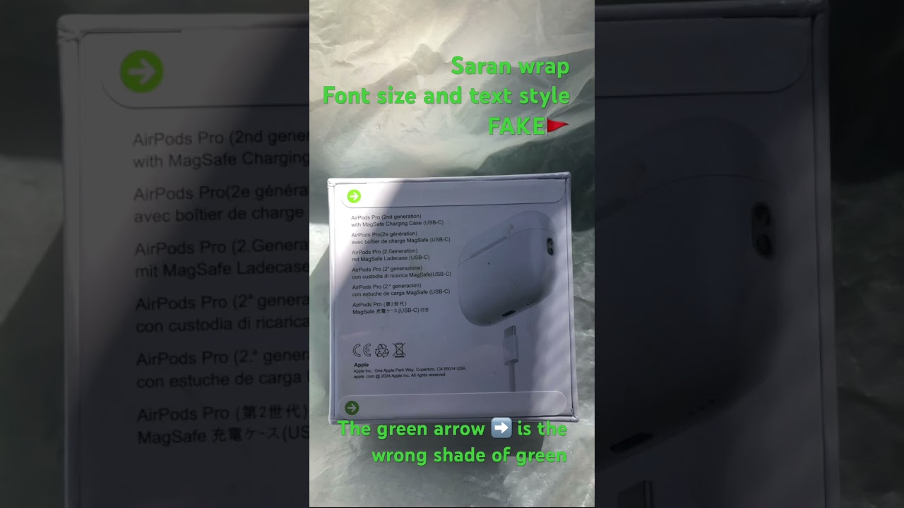 HOW TO SPOT FAKE APPLE AirPods PRO 2 STILL IN BOX 🍎🍏 🎧🚩‼️🔕 #apple #airpods #earbuds #fake #look