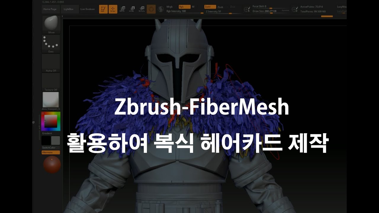 Zbrush-FiberMesh 활용한 복식 헤어카드 제작 1-1 (ETC상처 제작 팁)