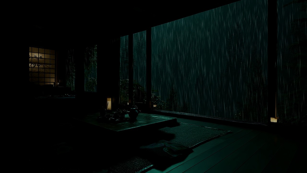 Relaxing Heavy Rain Sounds for Sleeping 💤 3 Hours Cozy Japanese Ryokan Ambience, No Music