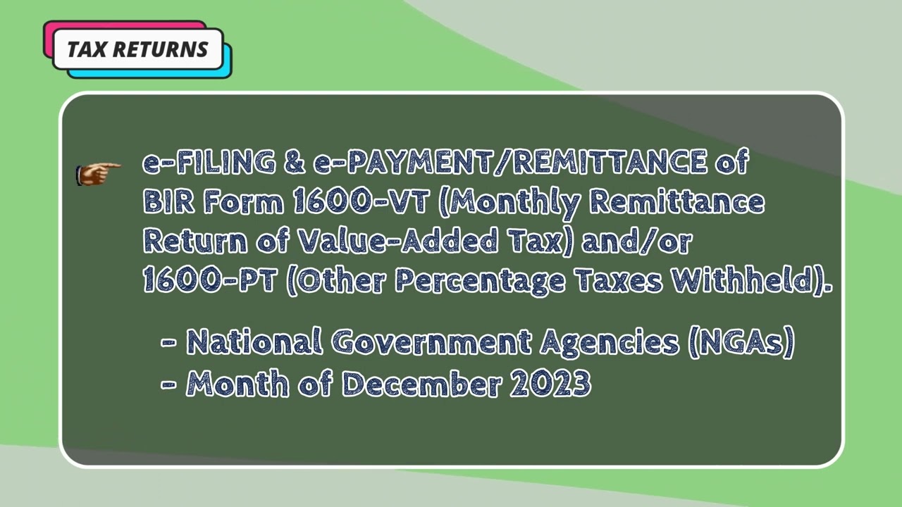 Tax Calendar for January 08 - 14, 2024