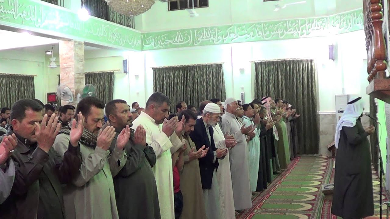صلاة العشاء من جامع القدوس في مدينة الفلوجة 12/3/2014