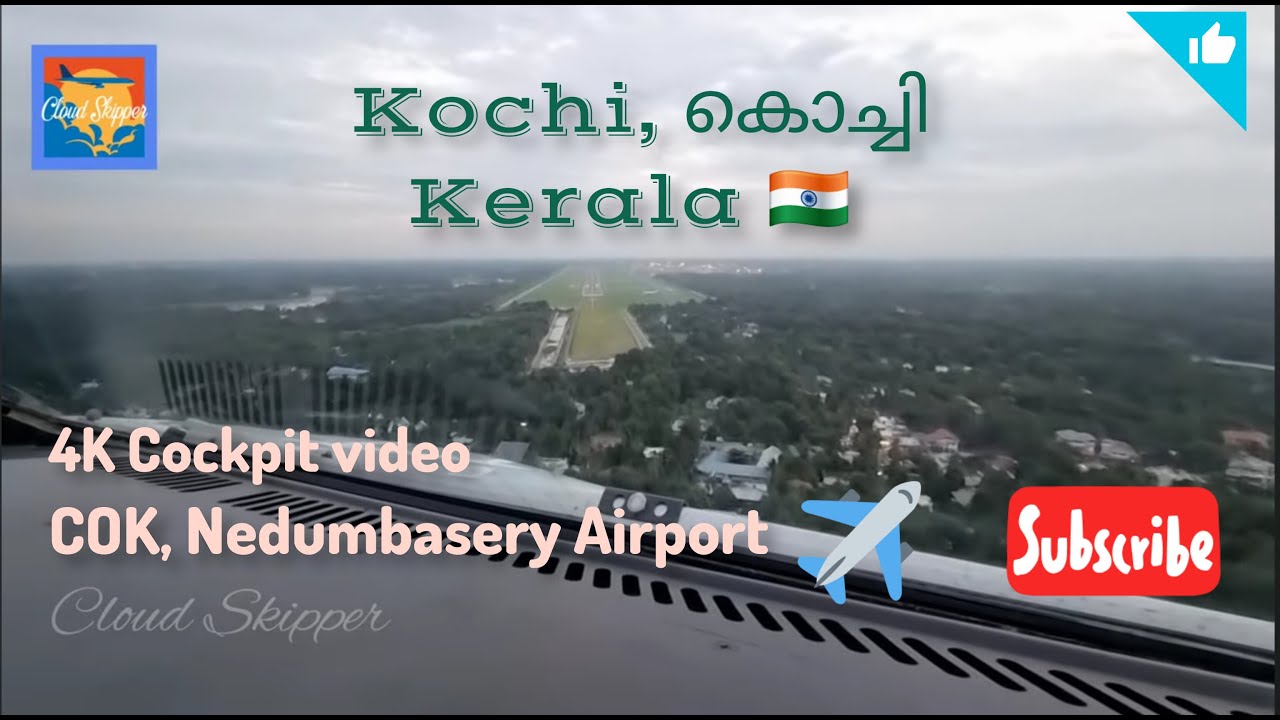 Kochi airport,  evening landing cockpit video