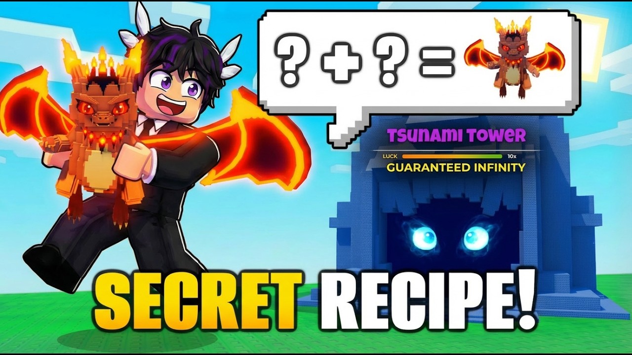 I found SECRET Recipe to get INFINITY in Tsunami Tower in Escape Tsunami for Brainrots Roblox