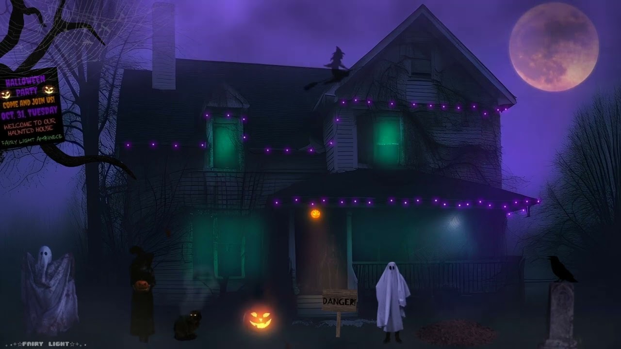 HALLOWEEN HAUNTED HOUSE AMBIENCE★WITCH, GHOST, TRICK OR TREATING, CREEPY SOUNDS🎃👻🏠✨🍭
