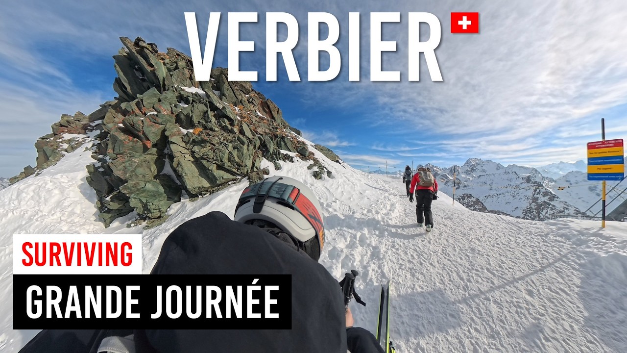 Surviving off-piste ski route Mont Gelé - Tortin (Grande Journée) in Verbier 4 Vallees [Subtitles]