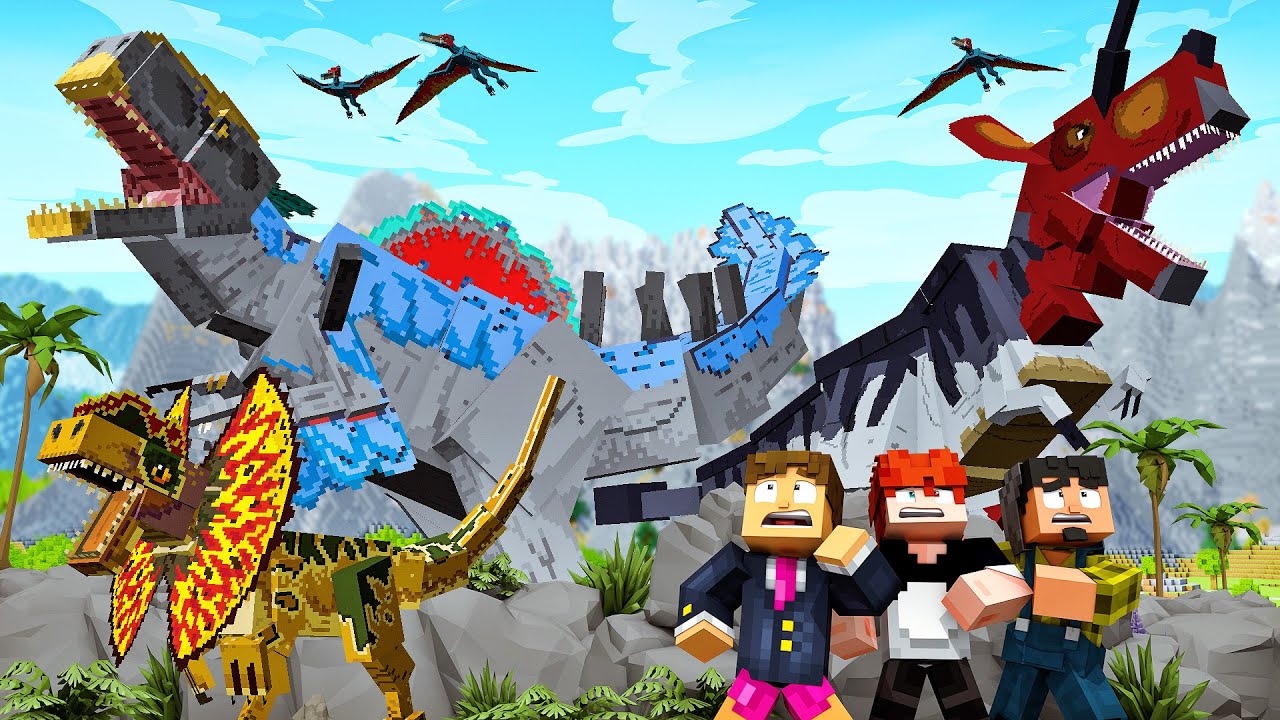 TODOS DINOSSAUROS SOLTOS NO ACAMPAMENTO JURASSIC WORLD 2 NO MINECRAFT!!  O FILME