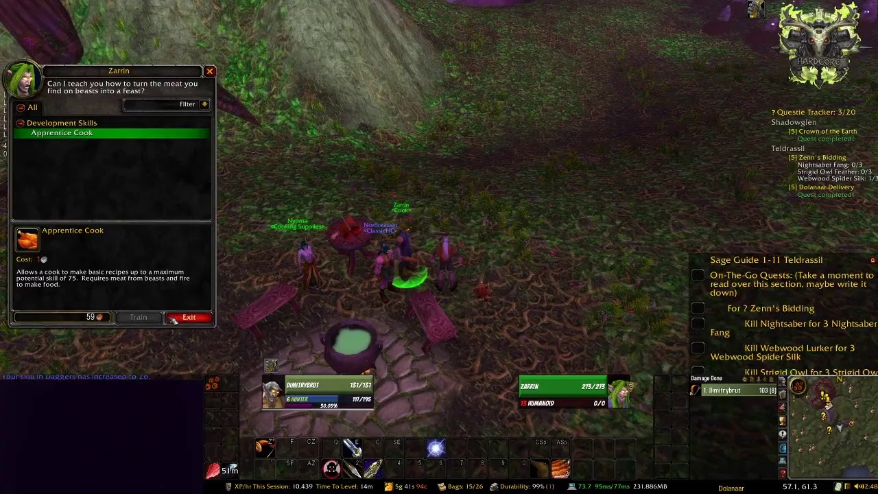 Ep. 1 Classic WoW PERMADEATH (Night Elf Hunter) Death = Delete