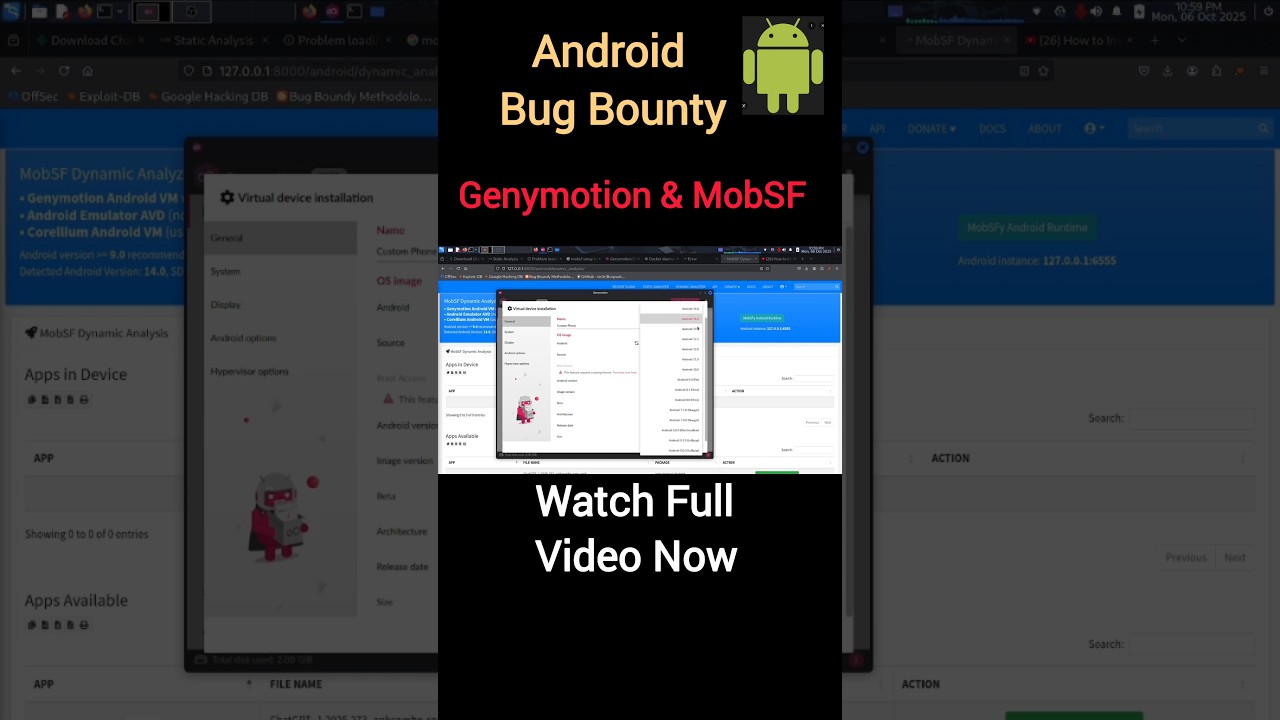 Динамический анализ APK, установка MobSF и настройка Genymotion (эмулятор Android)