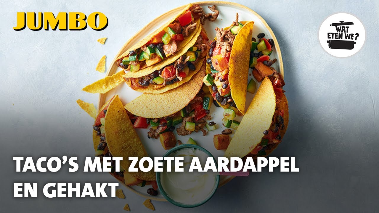 Wat eten we? Taco's met zoete aardappel en gehakt
