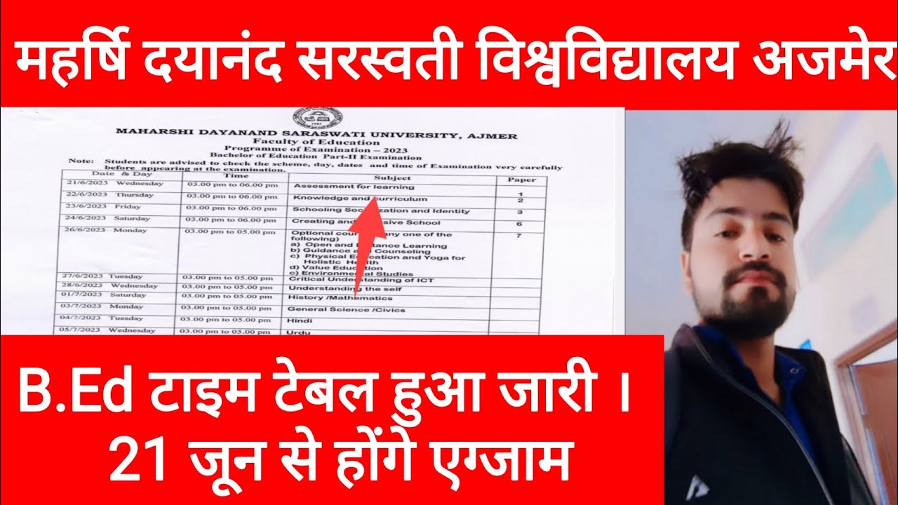 BEd Exam Date 2023 I mdsu bed exam date 2023 | BEd, BA/BSc BEd 1st 2nd 3rd 4th Year Exam Date