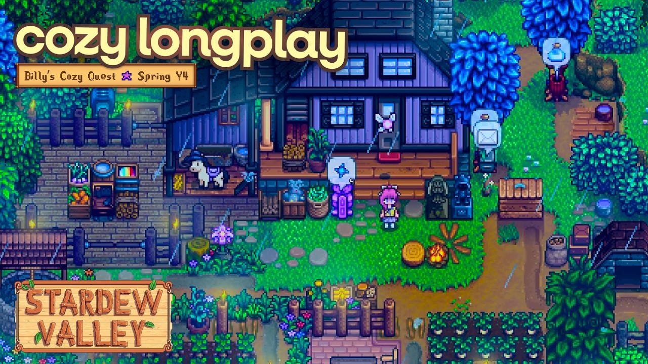 Stardew Valley 1.6 No Commentary Longplay 🌱☔️ Cozy Gameplay for Sleep, Study, & Work | Spring Year 4