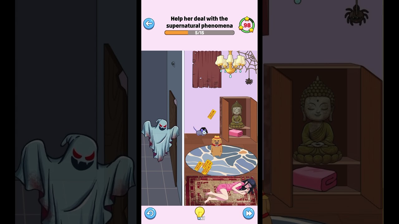 Brain Up: Drama puzzle game - Level 18 - Help her deal with the supernatural phenomena.